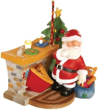 Fire Place Canoe Santa Ornament – #99621